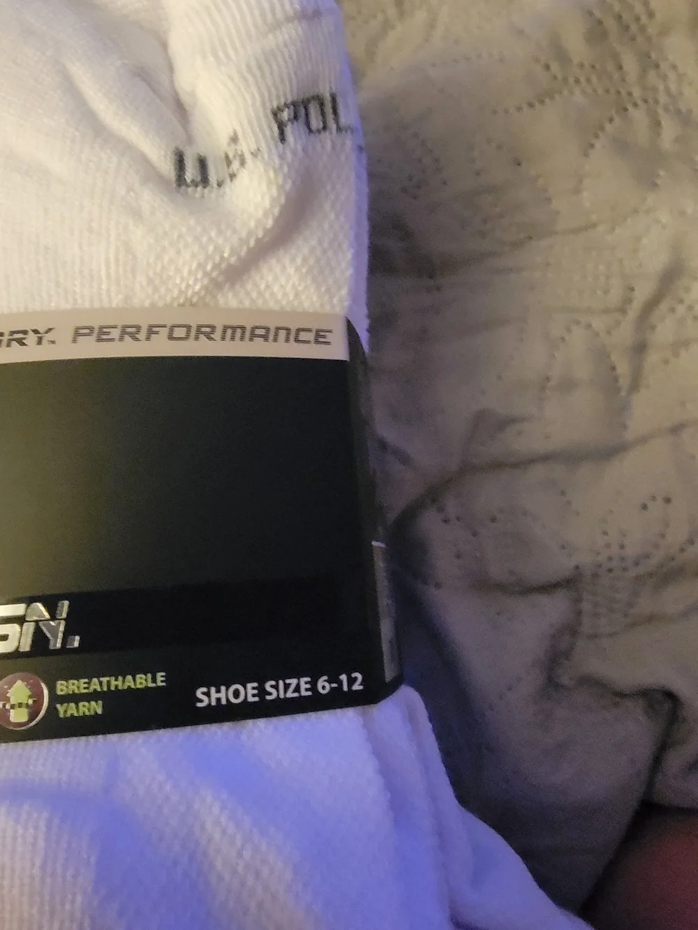 U.S. Polo Assn. Men's White Performance Crew Socks - Moisture Control